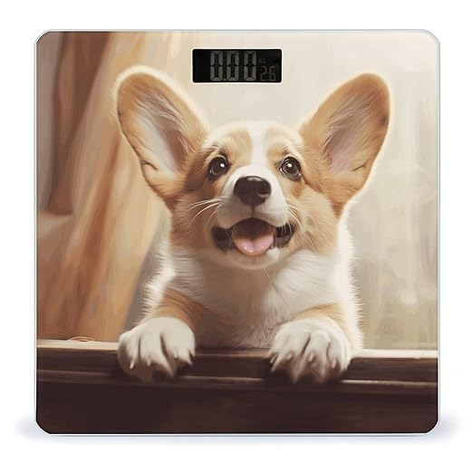 Cute Corgi Bathroom Scale Weight Scale for Body WeightHighly Accurate Digital Weighing Machine Clear LED Display Digital Bathroom Body Scale 400lb/182kg