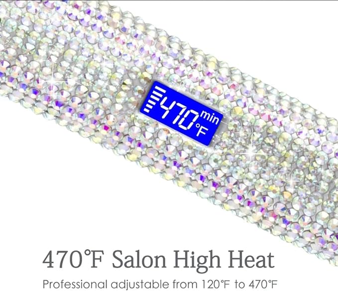 Luxurious Professional Ceramic Titanium Hair Straightener with Rhinestone Crystals - Bling Style - Infrared (122-480°F) - Fast Heat-Up Dual Voltage MCH Ceramic Heater - Auto Shut-Off - (Pink)