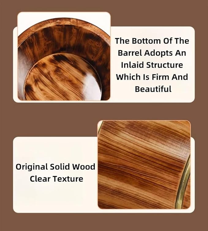 Natural Wooden Footbath BucketWooden Pedicure Basin Thicken Foot Bath Barrels Soaking Foot Tub Middle-Aged and Elderly Health Care Gift Women's Foot Tub Bath Tub for Women