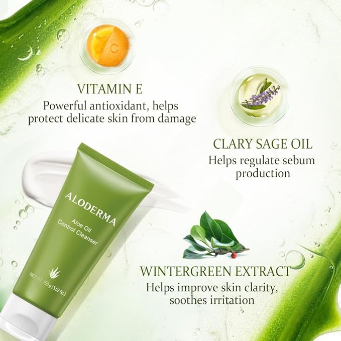 Aloderma Aloe Shower Set - Nourishing Body Wash Oil Controlling Facial Cleanser - Hydrating Light Moisturizing
