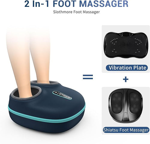 2-in-1 Shiatsu Foot Massager with Heat Foot Warmer Heating Pad for Circulation and Pain Relief Plantar Fasciitis Neuropathy Adjustable Kneading Massagers for Feet Back Gifts for Women Men