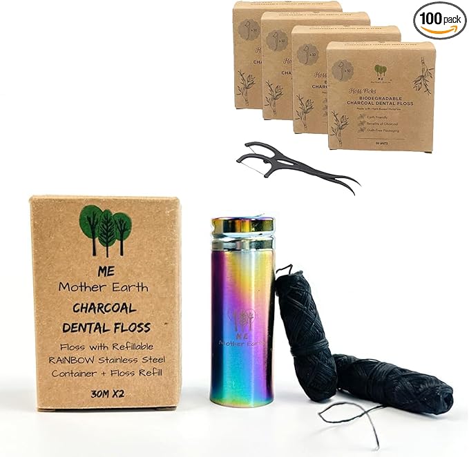 Refillable Rainbow Container and Dental Floss Picks Bundle!