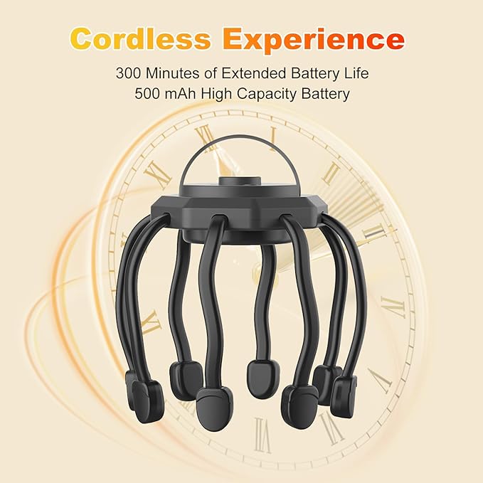 Electric Scalp Massager Head Massager Scalp Stress Relax Kneading Hair Massage with 3 Modes 360 Degree Hair Massager Cordless Portable Head Scratcher for Stress Relax