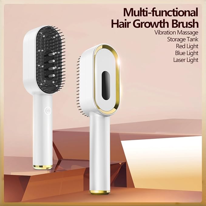 Multifunctional Massage Comb with Liquid Dispenser - Rechargeable Electric Hair Care Tool Vibrating Scalp Massager with LED Lights for Frizz Control &amp Shine Gift for Women or Man (Pink)