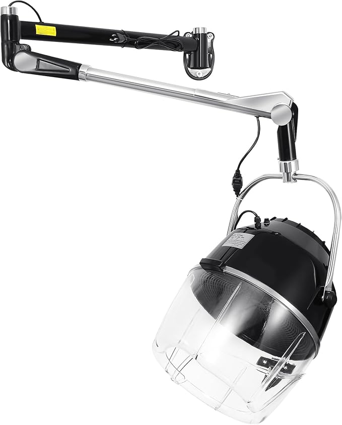 Wall Mounted Hair Hood Dryer with Swivel Arm – 900W Salon Hair Dryer with Adjustable Timer &amp Temperature Control – Space-Saving Design for Home &amp Professional Salons