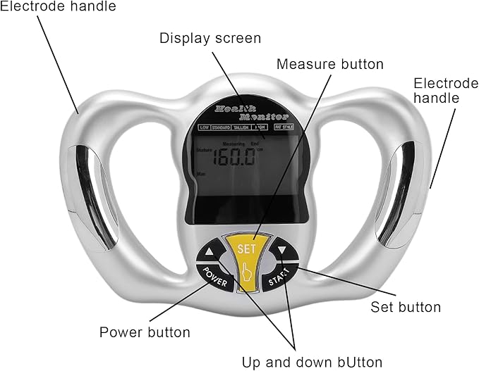 Handheld Body Fat Measuring Instrument BMI Meter Body Fat Tester Body Composition Smart Scale Analyzer Tracks Heart Health Vascular Age BMI Fat Muscle &amp Bone Mass Water