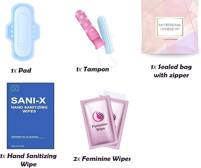 Light Rose Style Menstrual Kit All-in-One 10 Pack | Convenience on The Go | Period Kit Pack for Travelling Tweens &amp Teenagers or just When You’re Out | Individually Wrapped Feminine Hygiene Produ