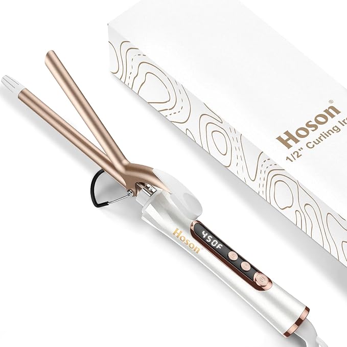 1/2 inch Curling Iron for Short Hair Dual Voltage Hair Curling Iron Ceramic Professiona Curling Wand Tourmaline(Champagne Gold)