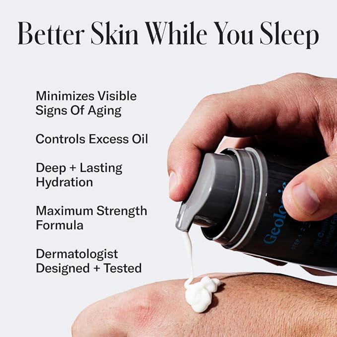 Geologie Complete Skincare Set for Men &amp Women | 1-Month Simple &amp Effective Daily Clear Skin Routine | Acne Oily Skin Dark Spots | Face Wash 2-Pack Retinol Face Cream SPF15 Moisturizer &am
