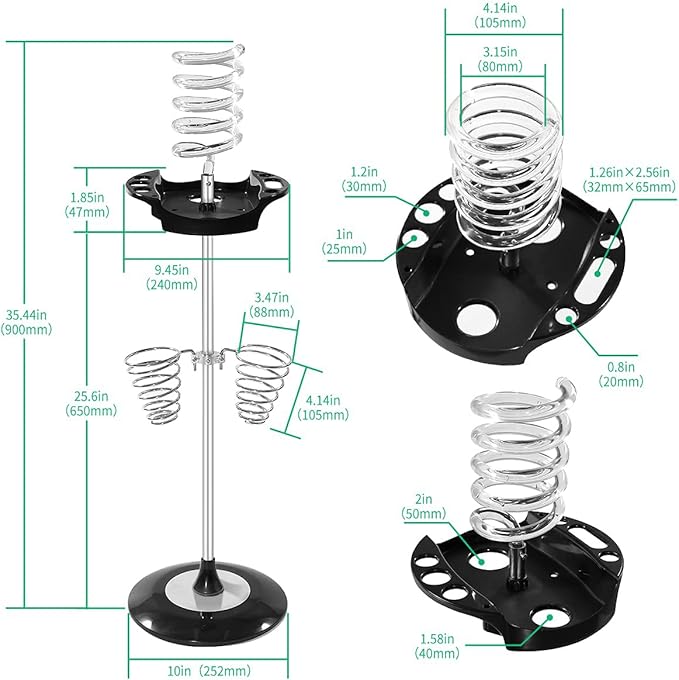 Hair Dryer StandTwisty Style Acrylic Top HolderHair Styling Appliances with Tray Two Spiral Holders and Heavy Base for Hair DryerFlat IronCurling StickHair StraightenerBrush (crystal)