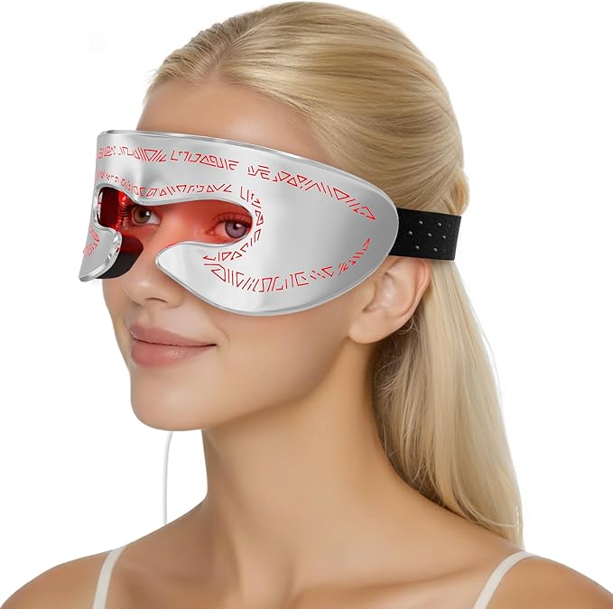 Red Light Therapy for Eyes Under Eye Red Light Eye Mask for Fine Lines Eye Bags 3 Modes Face Mask Device Infrared Light Therapy for Dark Circles Visual Wellness Eye Fatigue Jet Lag