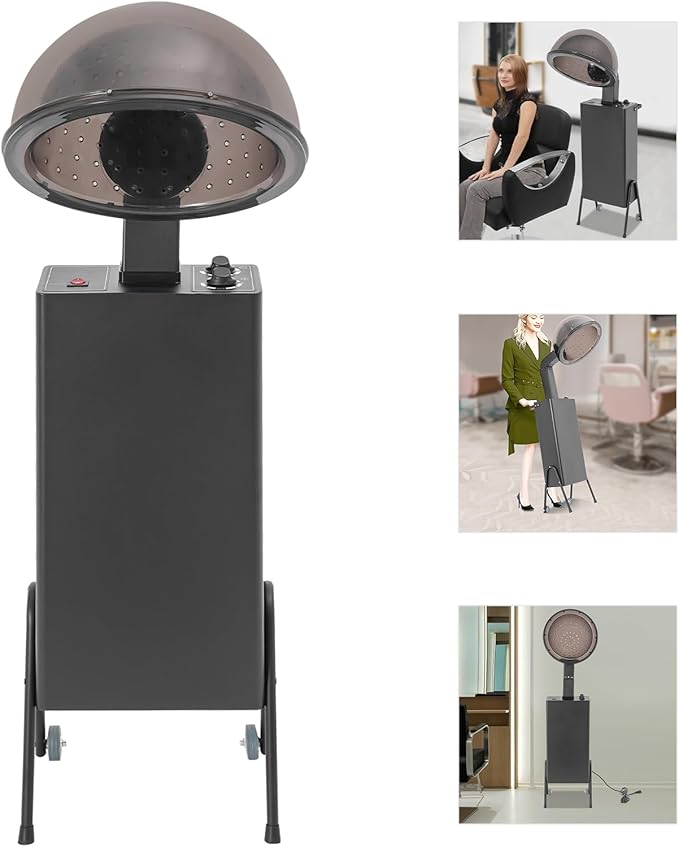 Hooded Conditioning Hair Dryer 1200W Professional Salon Hair Dryer Bonnet with Wheels 60 Minute Timer and 3-Setting Temperature Control Angle Adjustable Downdraft Hood for Beauty Salons Spa Home