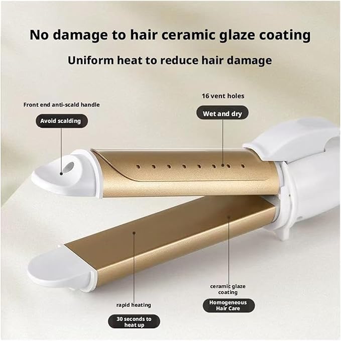 Electric Curling Iron Straightener Fluffy Wand(Straightrolldualpurposegold)