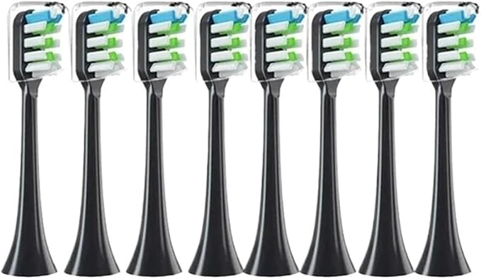 Sonic Electric Toothbrush Heads Compatible for X3 X5 X3U X1 V1 V2 Replacement Nozzles with Anti-dust Cap(7pcs Black)