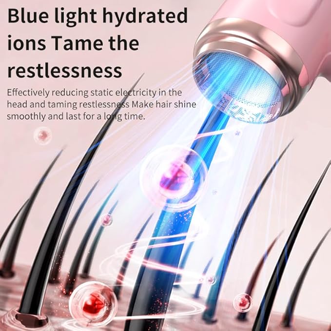 Cordless Pink Hair Dryer 15000mAh Rechargeable with USB Charging Cold &amp Hot Wind for Travel &amp Camping
