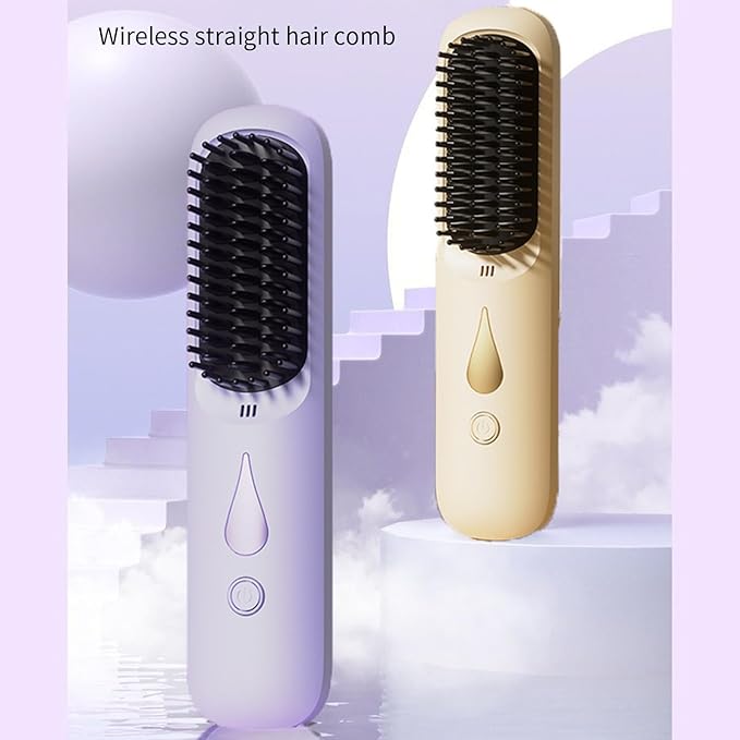 Battery Powered Straightener Brush for Most Hair Types Featuring Fast Heating and Lightweight Portable Design Portable Hair Styling Tool