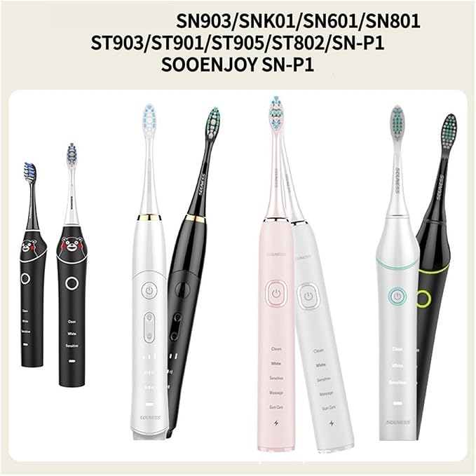 16pcs Toothbrush Head Compatible for SOUNESS Electric SN903/SNK01/SN601/SN801/ST903/ST901/ST905/ST802/SN-P1(16black Cleaning)