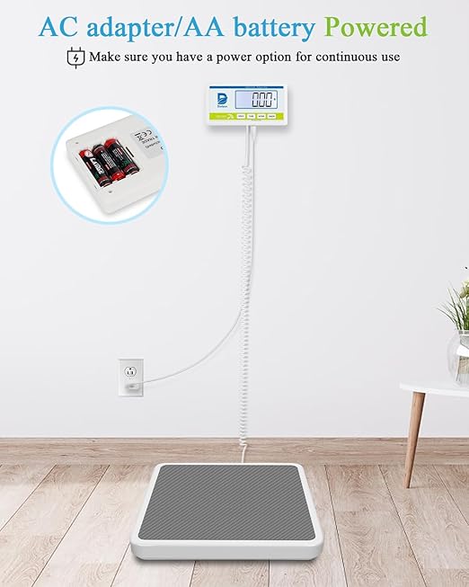 Medical Scale for Body Weight with Digital Display 660 lb Limit High Accuracy Medical Grade Floor Scale Heavy Duty kg/oz/lb Settings AC Adapter &amp Battery Included Portable Home &amp Physici