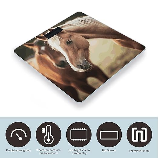Digital Bathroom Scale for Body Weight Scale with Bright LCD Display High Accuracy Step-On Technology Auto On/Off Adorable Horse Digital Scales 400 Lbs /180kg