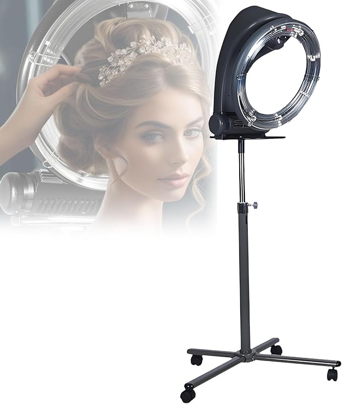 360 Degree Rotating Heating Ring Rotating Hair Treatment MachineUFO 3 in 1 Orbiting Hair Dryer-Hair Steamerfor Hair Salon Or at Home Hair Care Upright