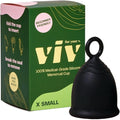 Viv for Your V Extra Small Menstrual Cups Tweens Teens and Petite Frame/Build Pull Tab Ring Stem Easy Removal Comfortable 12 Hour Wear Soft Silicone Beginner Friendly Reusable Mini Period Cup