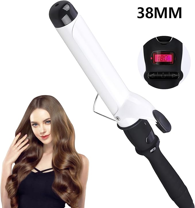 Professional Hair Curling Iron Rollers Ceramic Hair Curler Irons Wand LCD Display Hair Curly Waver 22/25/28/32/38mm Extended Iron Body Styling Tool (38MM)