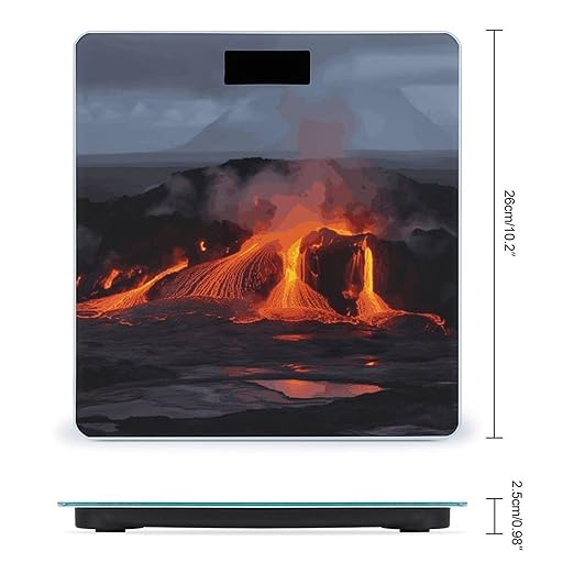 Kilauea Volcano Weight Scale Digital Electronic Scales Bathroom Scale Larg LCD Backlight Display High Precisio MeasurementsTempered Glass