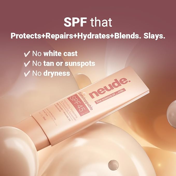 Neude Sunstoppable Sunscreen With Spf 45 Pa+++ &amp No White Cast For Men &amp Women Daily Use Broad-Spectrum Protecting &amp Repairing Sunscreen Moisturizer Blue Light Protection Paraben-Free