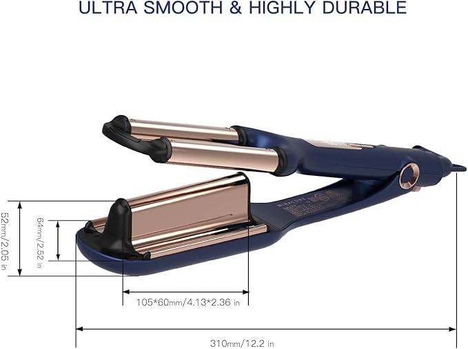 MIRACOMB Titanium Deep Waver Iron Ion Technology Digital Heat Settings Auto Off Dual Voltage (12.2 inches Wavy Hair Hair Waver)