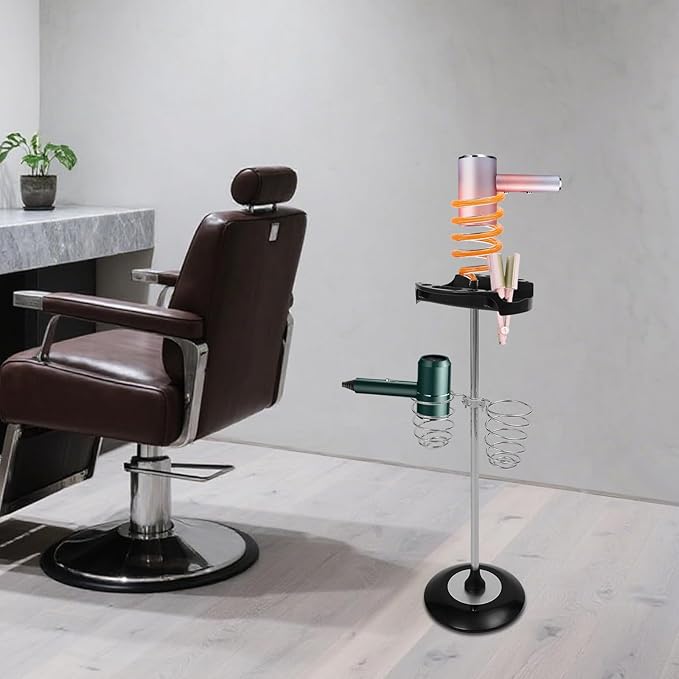 Hair Dryer Stand with Tray and Spiral Holders Twisty Style Acrylic Top Holder Blow Dryer Stand Adjustable Organizer for Blow Dryer Curling Iron Brushes Orange