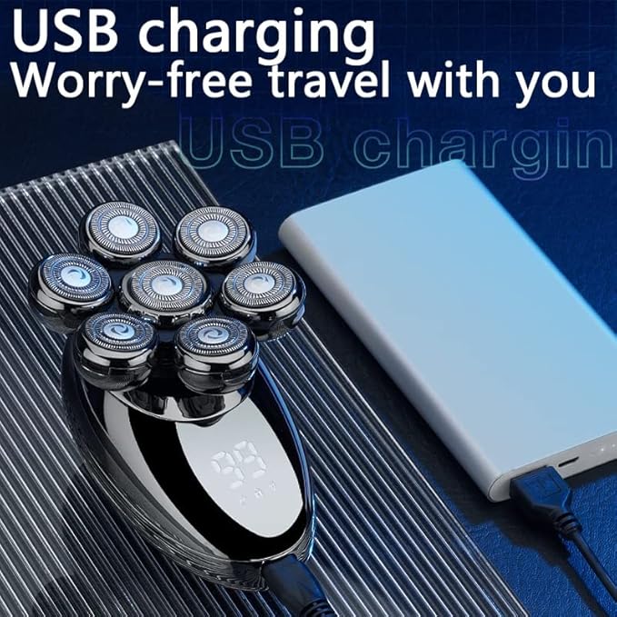 Electric Razor for Men Electric Shavers for Men 7D Floating Rotary Razor Cordless USB Rechargeable Multifunctional Grooming Kit with LED Display