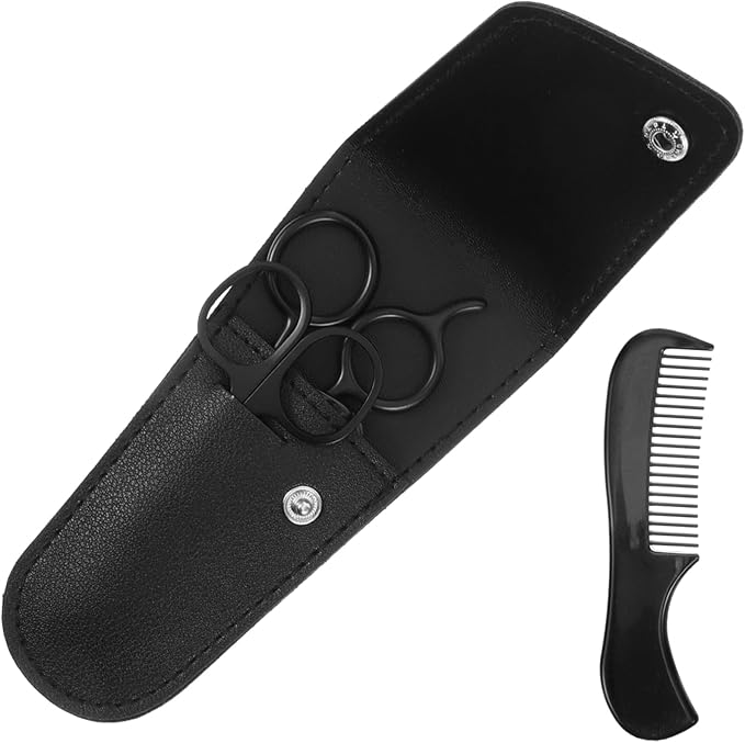 VICASKY 3sets Stainless Steel Trimming Scissors and Beard Shears Kit for Men Includes Comb and Storage Bag for Home Grooming and Barbershop Use