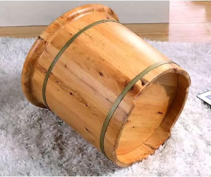 Foot Tub Wooden Foot Basin Reducing stress Cedar Massage Beads With Cover Foot Tub Foot Bath Barrel Foot Tub Footbath Barrel Footbath Foot massage foot Bath Wooden Bucket Foot Spa Household Wash Ba
