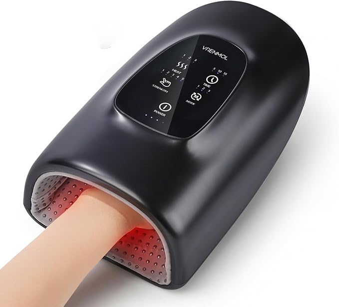 vrenmol Hand Massager with Heat and Compression: Cordlesss Hand Massager Electric Massager 5 Intensities 3 Temperatures 3 Modes Massage At Home for Women Men