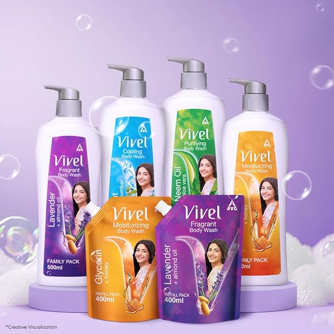 Vivel Lavender Almond Oil Body Wash Family Pack (500ml)