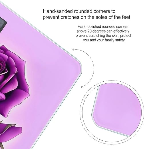 Red and Purple RosesScale for Body Weight with LCD High Precision Weighing Scales Fashion Sturdy Tempered Glass Weight Scales Easy-to-Read Digital Bathroom Scale for Daily 400lb
