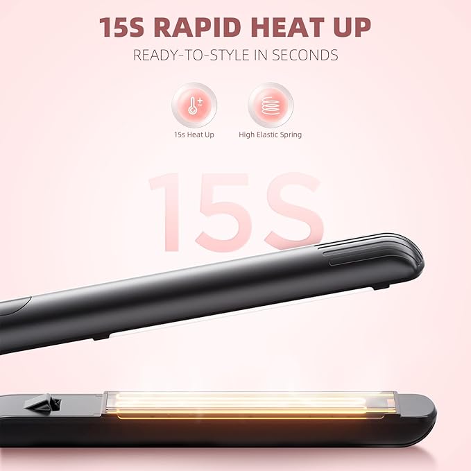 Hair Straightener Flat Iron 1 Inch Titanium Ceramic Ionic Hair Straightener and Curler 2-in-1 Fast Heat Up Adjustable Temperature Dual Voltage Auto Shut Off for Less Frizz Shines and Smooth