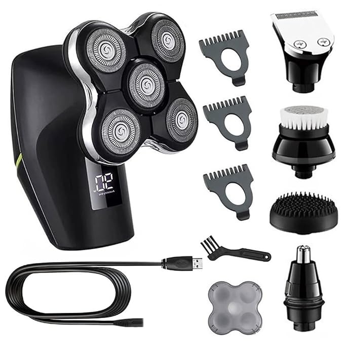 Electric Razor for Men LCD Display 5in1 Pro Powerful Electric Shaver Hair Trimmer Beard Facial Body Electric Razor For Men Bald Head Shaving Machine