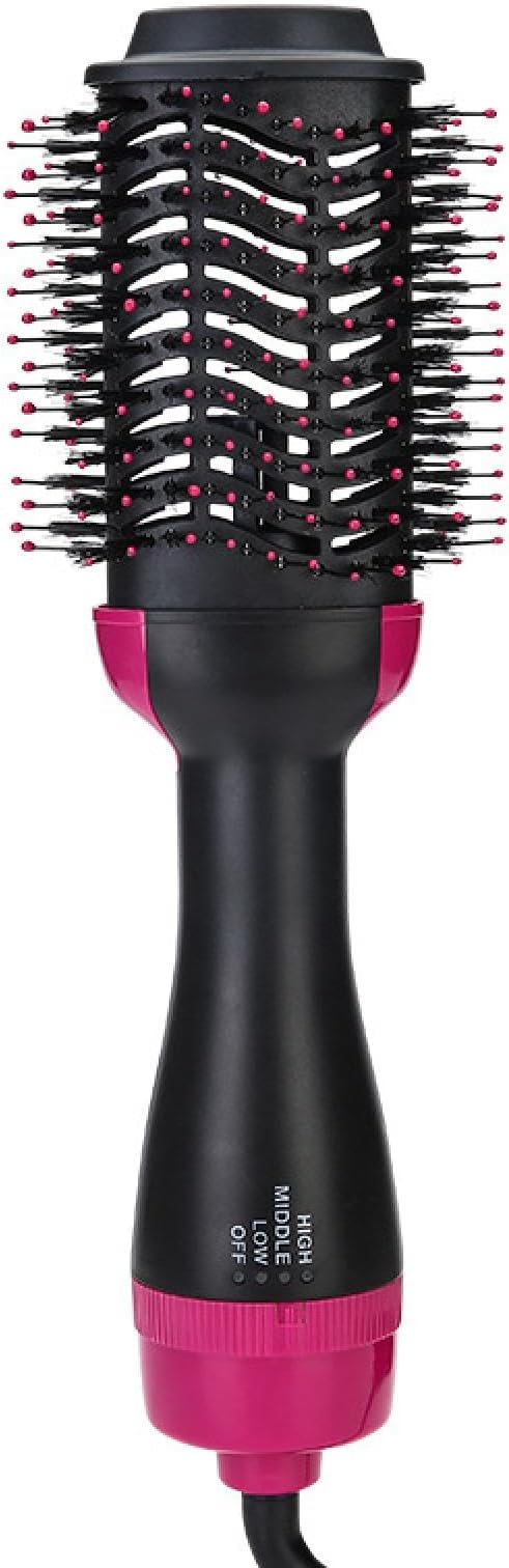 muhm 2-in-1 Long-Hair Curling Iron Wet and Dry Fluffy Hair Brush Multi-Function Heat Protection Comb for Straight Hair and Curls Black