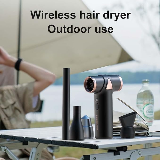 Cordless Hair Dryer No Hot Air Mini Blow Dryer Aluminum Air Duster Keyboard Cleaner for Computer Keyboard Electronics Cleaning Outdoor Hiking Camping Air Cushion Inflation