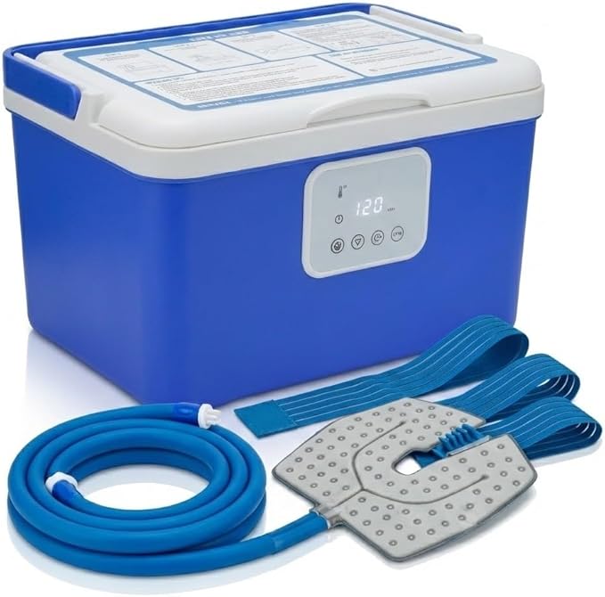 [CBL] Programmable Cold Therapy Machine 13-Quart Ice Water Circulation System with Quiet Pump Timer &amp Flow Control Knee Wrap Included Post-Surgery Pain Relief &amp Sports Injury Recovery