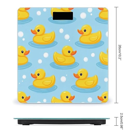 Women's Fashion Automatic Switch Digital Bathroom Weighing Scale Smart Scale Yellow Rubber Duck Print