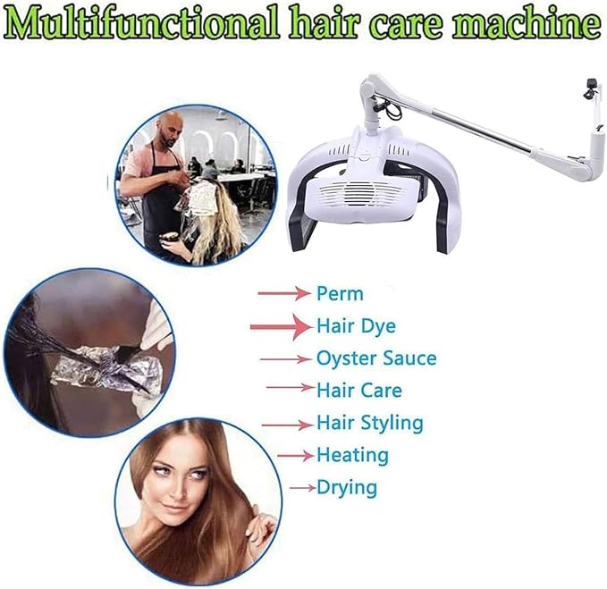 Hair Color Processor Wall-Mount/Standing I-nfrared Hair Steamer Hair Drying Machinewith Adjustable Timer/Temperature 1250W(Hanging)