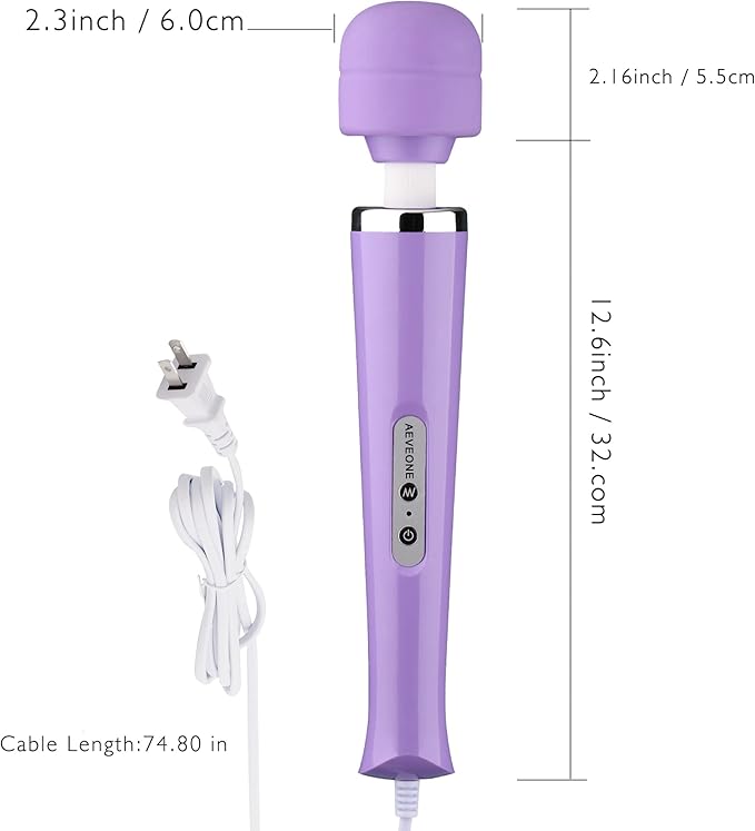 Wired Powerful Handheld Electric Massager Strong Personal Back Massage for Sports Recovery Muscle Aches Body Pain (Light Purple)