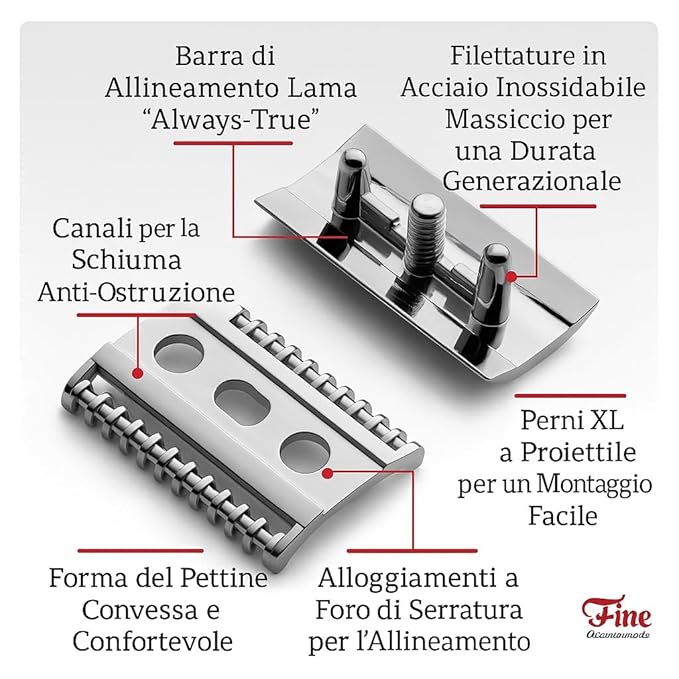 Mr. Fine Premium Double Edge Safety Razor for Wet Shaving Single Blade Razor Close Shave Open-Comb Guard 100% Metal w/Stainless Steel Core 5 Feather Blades