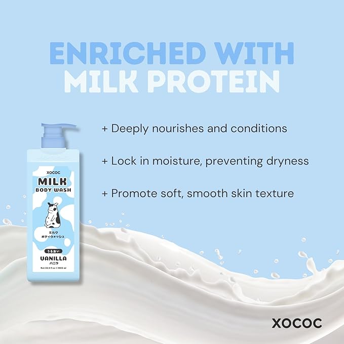 Vanilla Milk Body Wash Gentle Moisturizing Body Wash for Soft Smooth Skin Creamy Foaming Formula with Milk Protein &amp Vanilla Scent For All Skin Types 33.8 fl oz