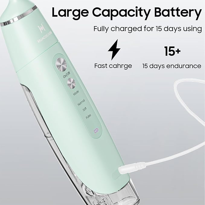 Water Flosser Equipped with Two Water Tanks for Home and Travel3 Modes Dental Oral IrrigatorPortableIPX7 WaterproofPowerful Battery Life Water Dental Flossers for Teeth (Light Green)