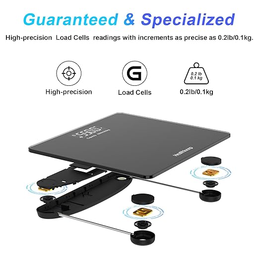 550lbs/250kg Scale for Body Weight Bathroom: Digital Scales Accurate with BMI Via Smart APP Capacity Weight Scales Extra-High Capacity Bright LED Display &amp Large Clear Numbers