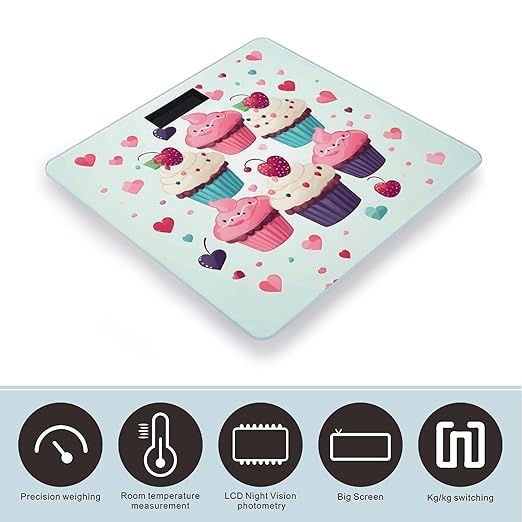 Cupcake Candy Hearts Sweet Scale for Body Weight Smart Scales Digital Bathroom Scale High Precision Weighing Scales with Large Display Weighing Machine for People