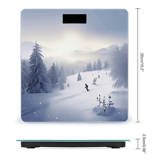Winter Skiing Bathroom Scale Rounded Smart Scale for Body Weight Automatic Power On/Off Weight Scales Accurate Bathroom Digital Scales for Pet Home Bedroom Kitchen